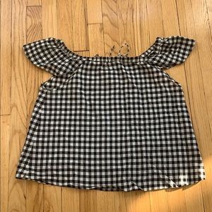 Jcrew off the shoulder ruffle sleeve top